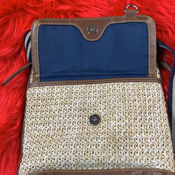 Chaps Rafia and stripe preppy crossbody or shoulder bag - Picture 9 of 14